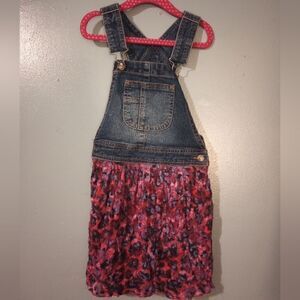 Denim and lace girls overall dress